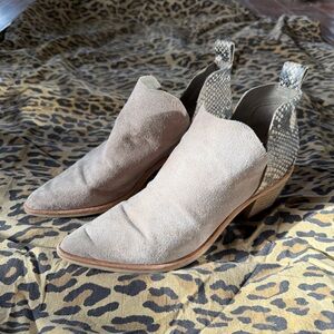 Dolce Vita Beige and Snake Print Ankle Boots